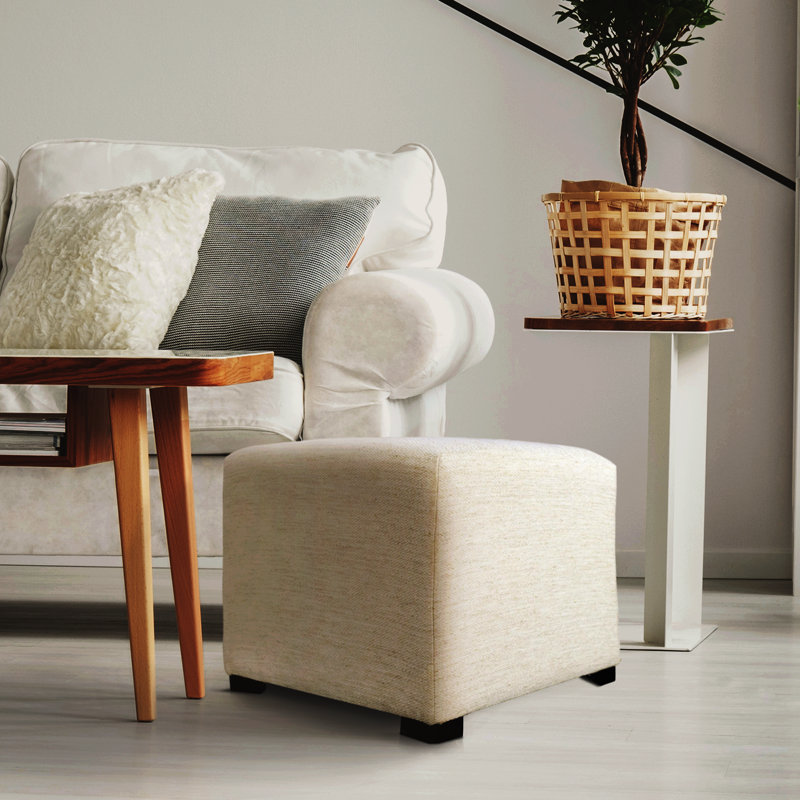 Emerie Upholstered Ottoman, Ivory