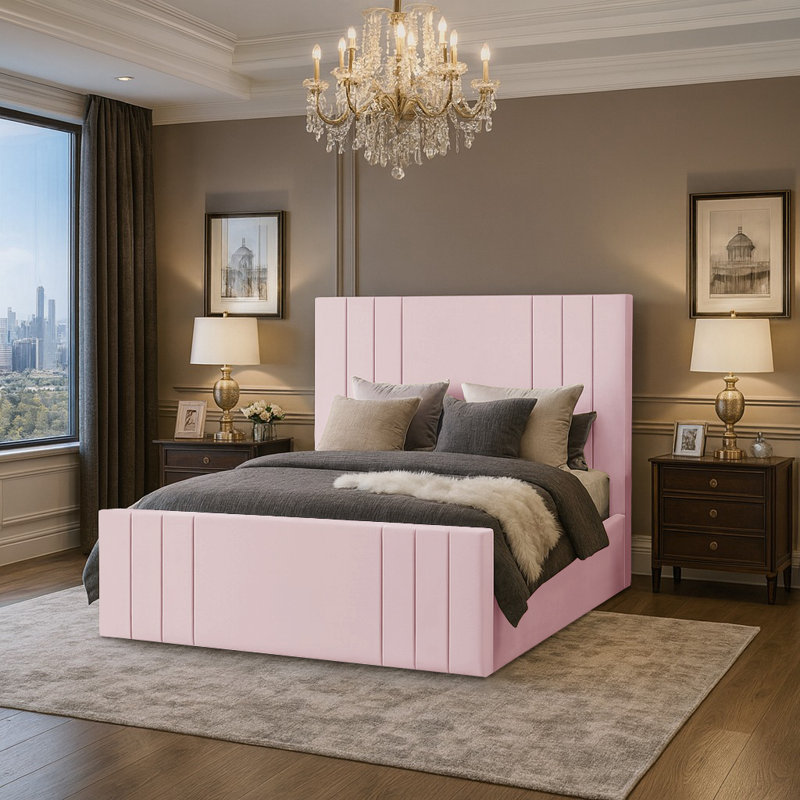 Bandur Upholstered Ottoman Storage Bed, Pink, Small Double (4')