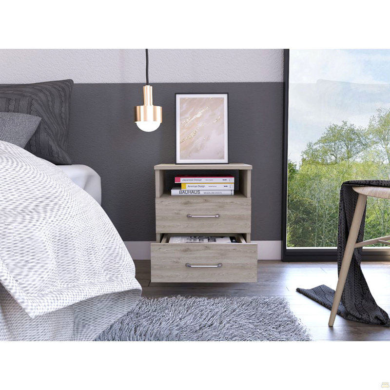 2-Drawer 1-Shelf Rectangle Nightstand
