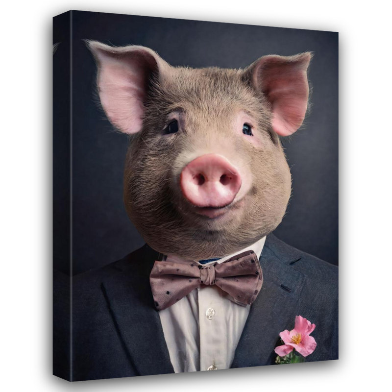 «Cochon» sur toile, H 32 po x l 26 po