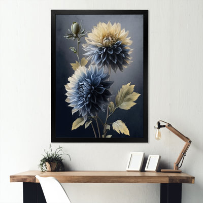 «Hyperrealistic Blue and Gold Flower I», reproduction sur toile
