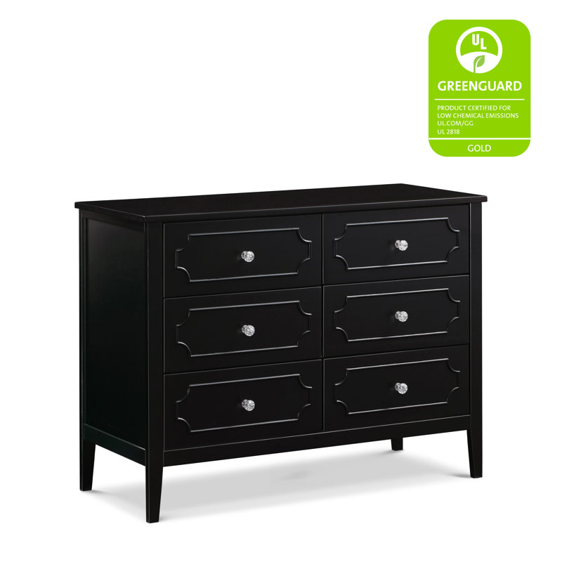 Ebony 6-Drawer Dresser with Crystal Knobs