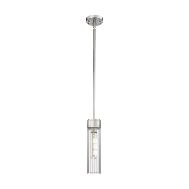 Luminaire suspendu 8 lumières Empire, Transparent, H 12,75 po x l 3,13 po x P 3,13 po, Nickel satiné