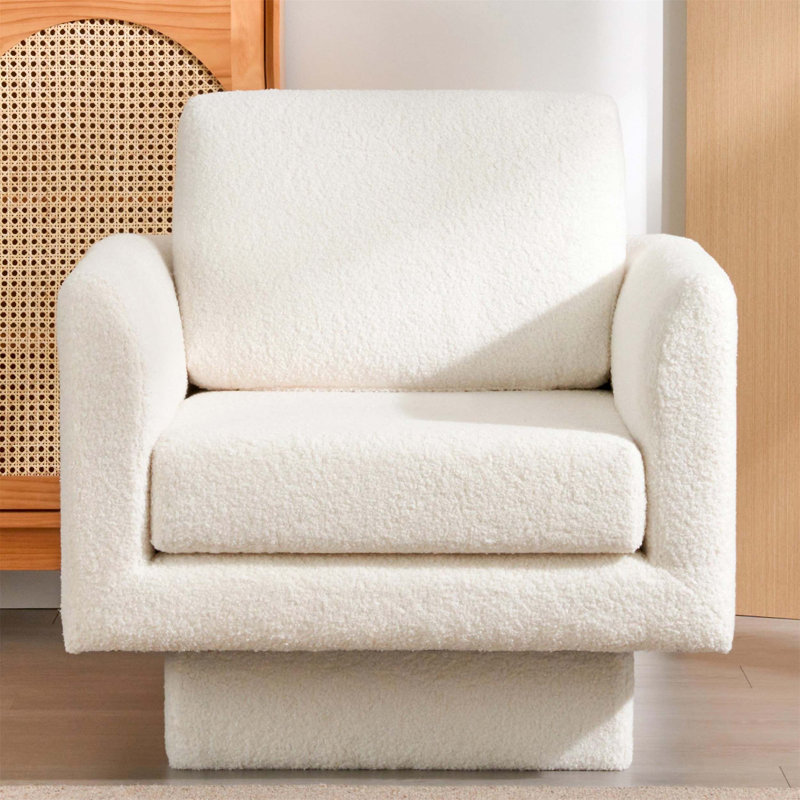 Fauteuil d'appoint pivotant moderne 360 °, 30 \, Crème, crème