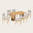 Farmhouse Wood Dining Table Set For 6 With Upholstered Chairs, 60" Rectangular Kitchen & Dining Room Table Set With Cutout Legs