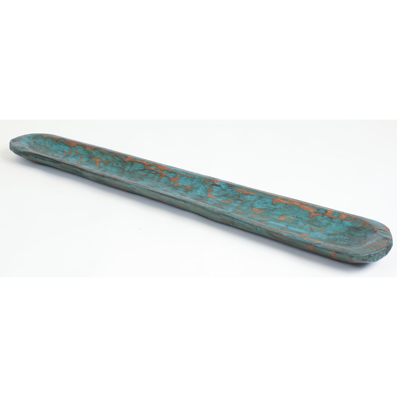 Bol décoratif rustique Adelson, H 6 po x l 40 po x P 2,5 po, Turquoise
