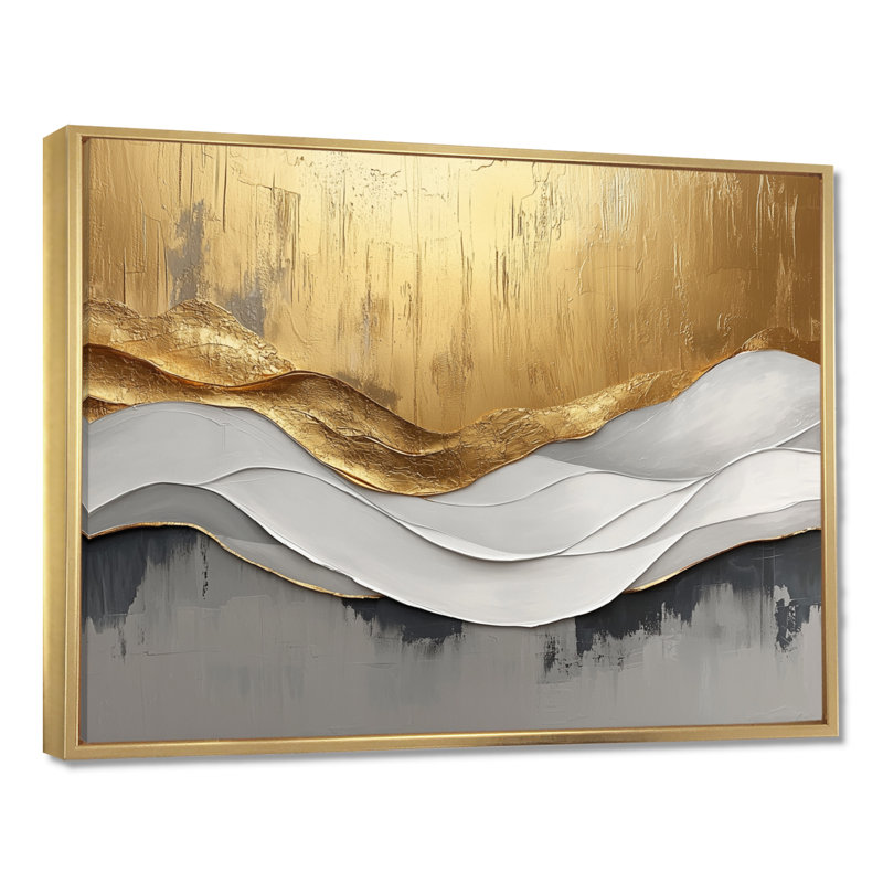 Amaro V - Abstract Large Wall Art, Floater Framed, 24" H x 32" W, Gold