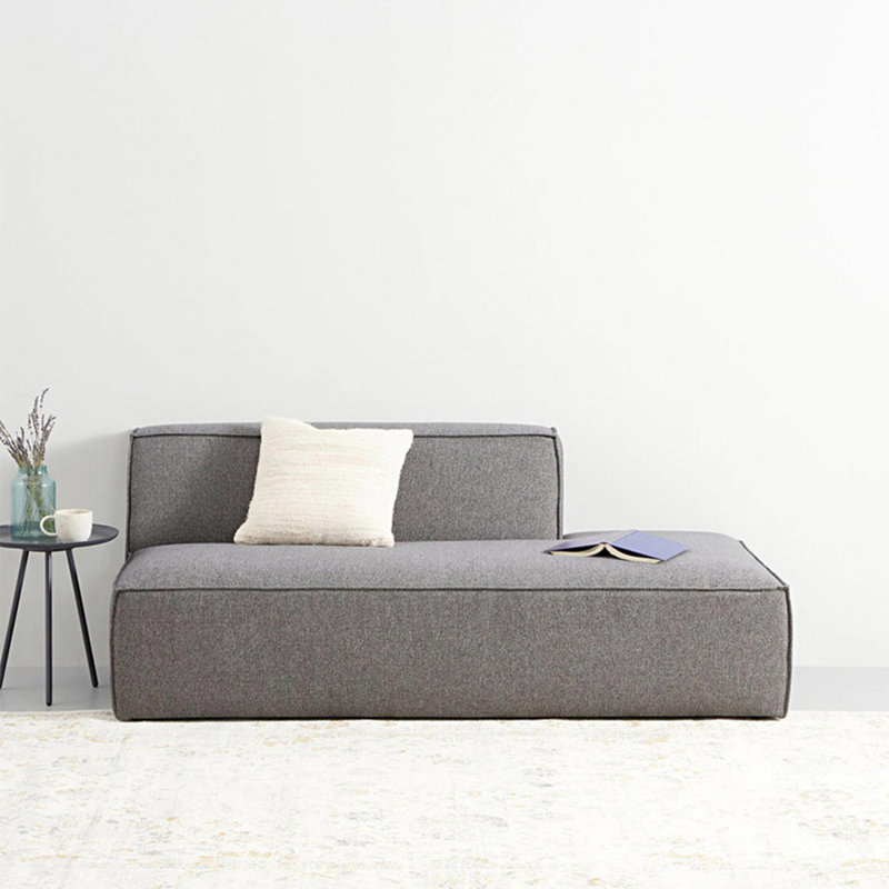 Chaise longue rembourrée Modern, Accoudoir à droite (vu de face), Gris