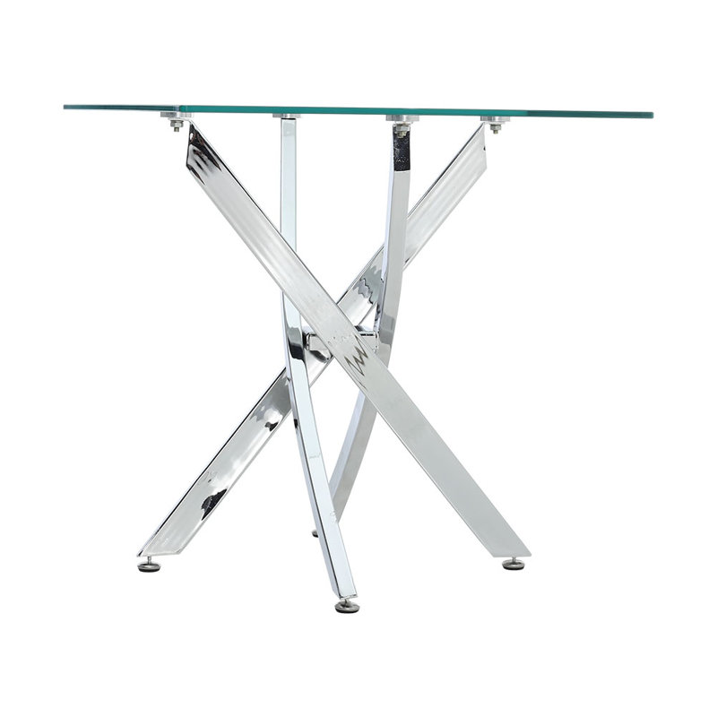 Shapiro Glass Top Cross Legs End Table