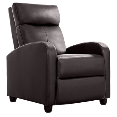 Recliner Chair For Adults, Faux Leather Small Reclining Chair Home Theater Seating by George Oliver