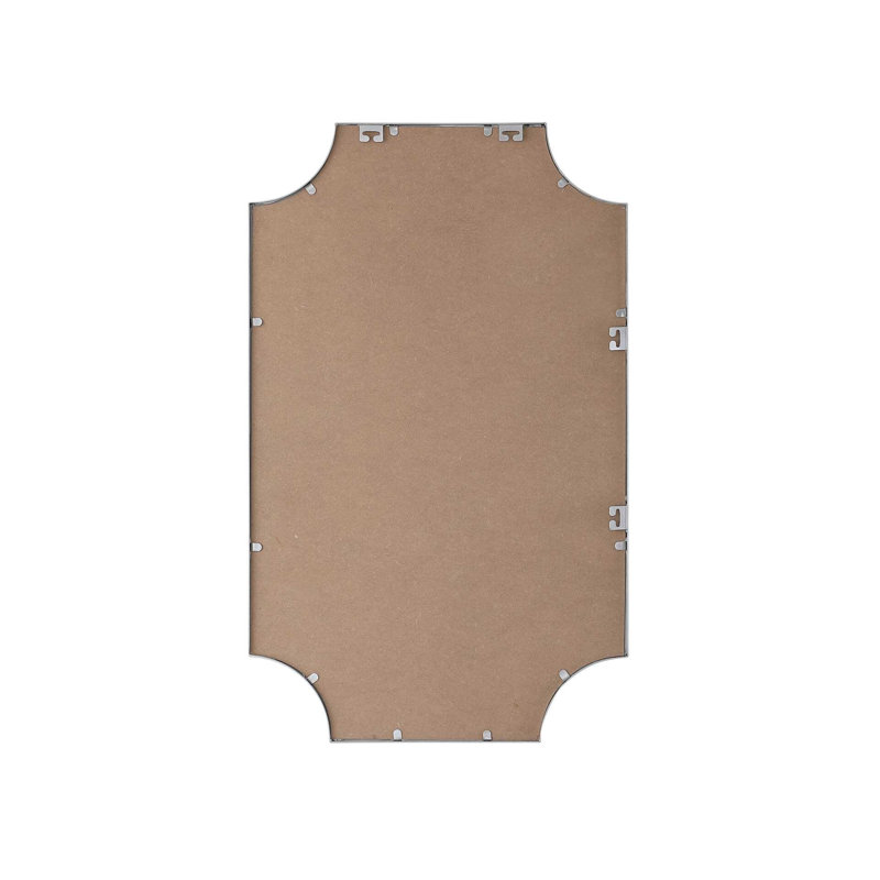 Notched Metal Mirror 22x36 inch in Silver, Silver, 36" x 22"