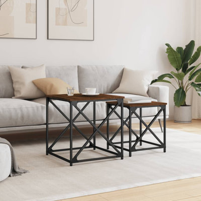 17 Stories Nesting Coffee Tables 2 Pcs Smoked Oak Engineered Wood