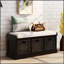 Banc de rangement avec panier en rotin classique amovible, banc d'entrée avec coussin amovible-1436561107
