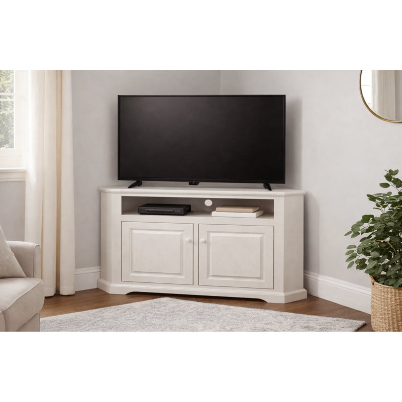 Inouye Unfinished Corner TV Stand for TVs up to 65", Soft White
