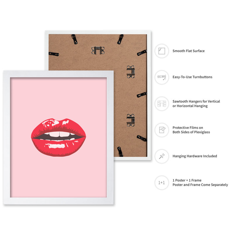 Rouge à lèvres, Affiche, H 24 po x l 32 po, Encadrement blanc