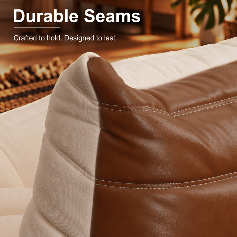Fauteuil à billes 33 po avec repose-pieds Mactching 33 po pour salon, sans assemblage, Beige et brun foncé