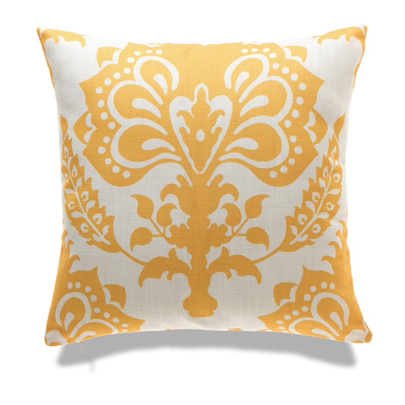 Coussin Vienna, Motif floral jaune, Polyester