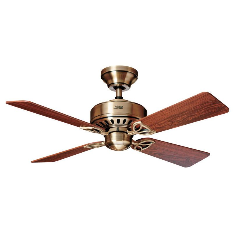 107cm Ceiling Fan, Rosewood/Medium Oak, Antique Brass