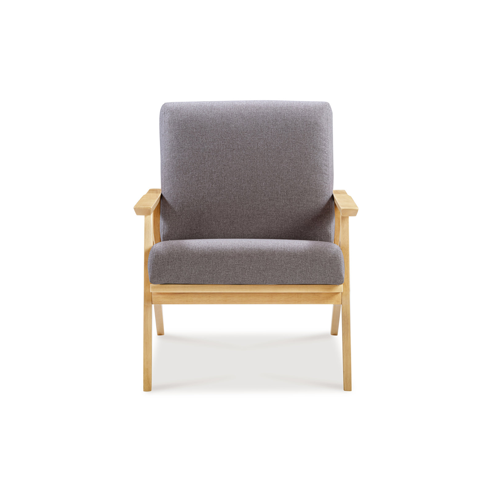 Woodcroft Leather Tan Dark Walnut, Gray Polyester/Natural