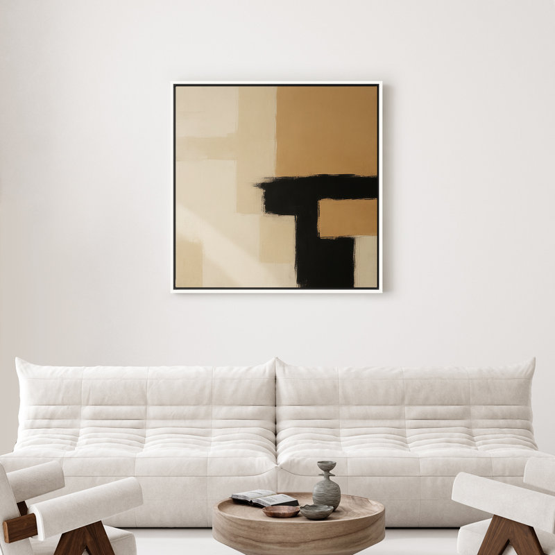 Art mural encadré abstrait rétro antique classique pour chambre à coucher, H 24 po x l 24 po, Blanc