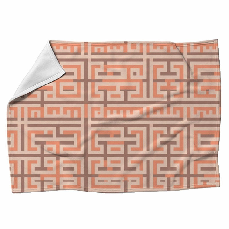 Machine Printed Throw Blanket, Geometric, Twin, Orange/Pink