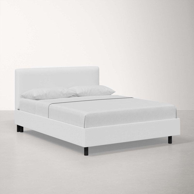Adrien Upholstered Platform Bed, White Performance Twill, King