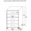 Commode de chambre noire 5 tiroirs 31,50 po x 17,25 po x 49,25 po