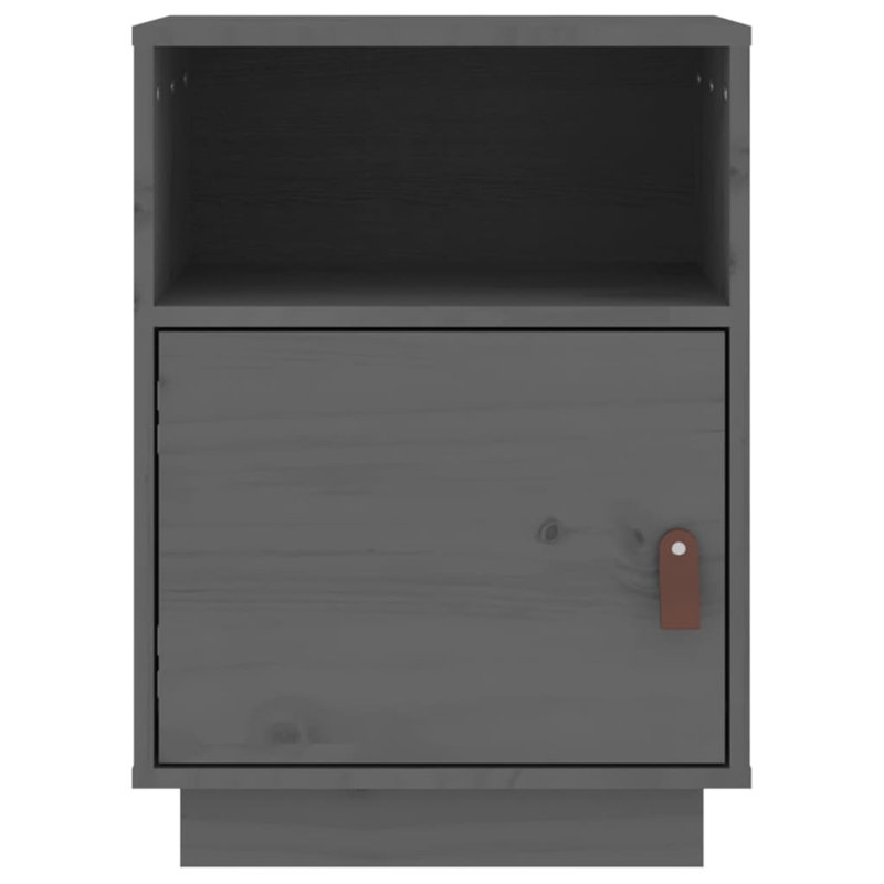 Klaz 40cm W Solid Wood Bedside Table, Grey