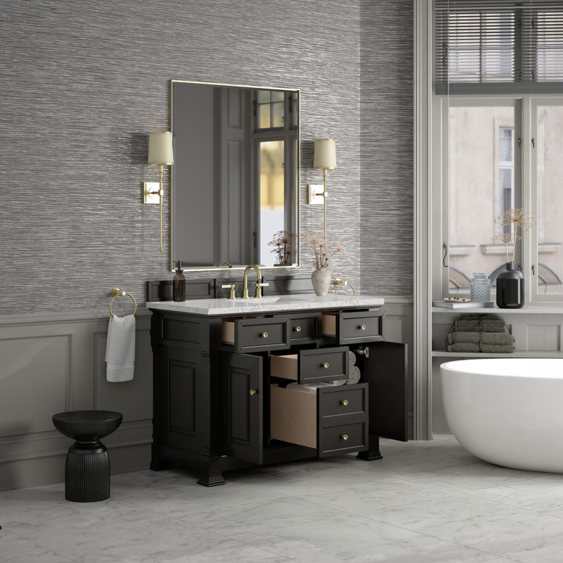 Brookfield 48'' W Single Vanity, Eternal Jasmine Pearl, Widespread, Black Onyx