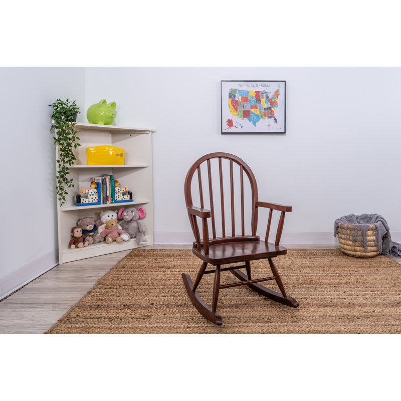 Kids 12'' Wood Rocking Chair and Ottoman, Cherry