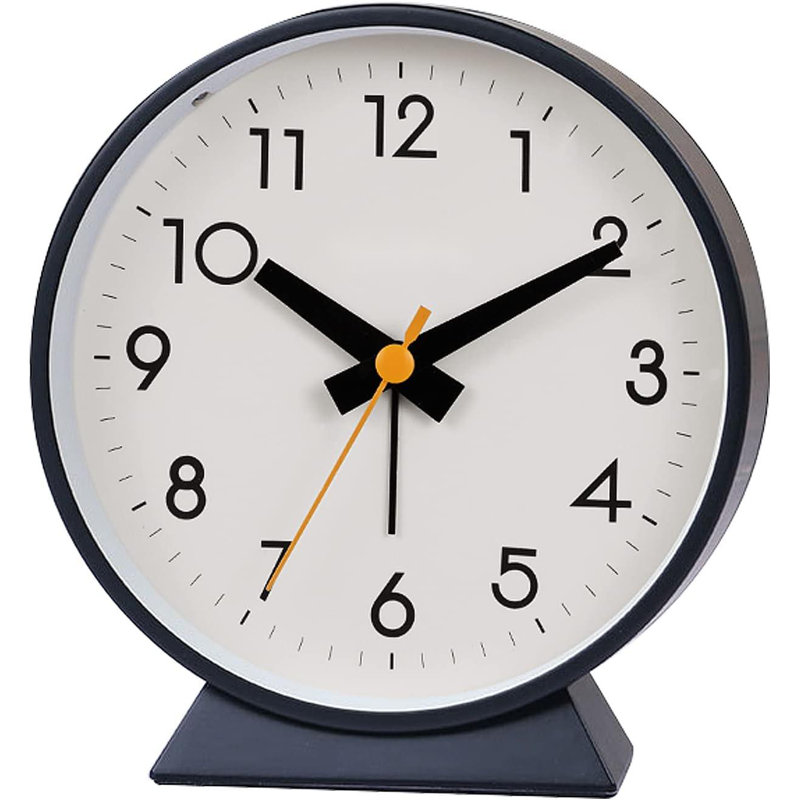 4.5" Battery Operated Antique Retro Analog Alarm Clock, Small Silent Bedside Desk Clock With Night Light, Battery Operated