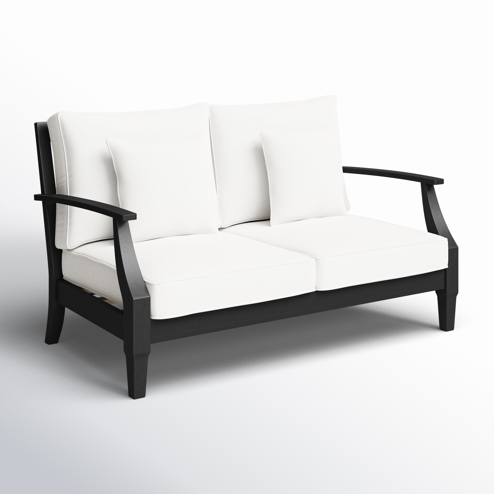Samya Outdoor Loveseat with Cushions, Black/White