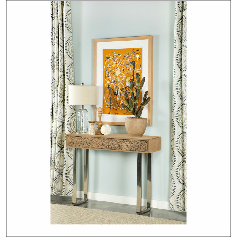 Harmony Natural and Silver 2-Drawer Console Table