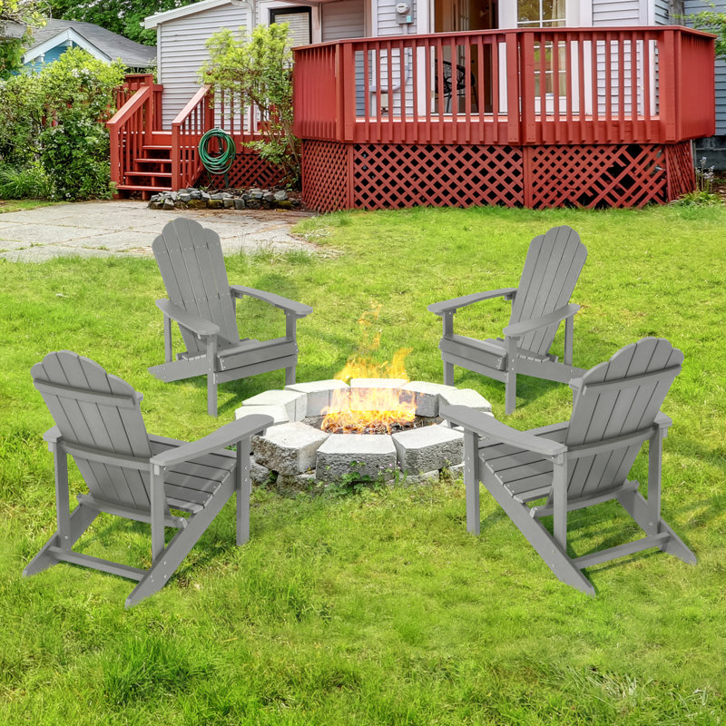 Chaise Adirondack Ionie Hips résistante aux intempéries, Gris clair