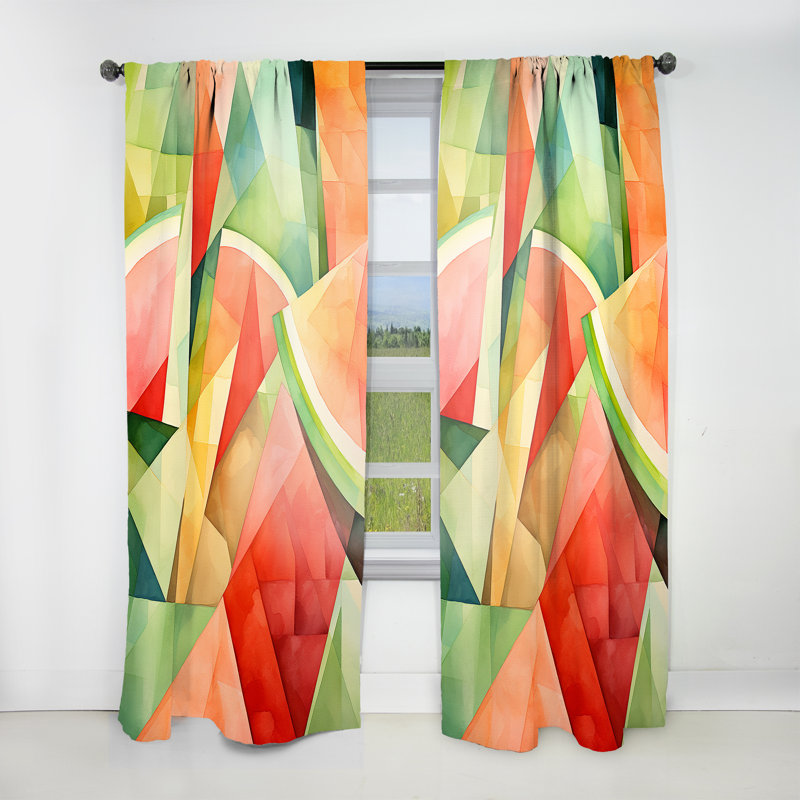 Motif de pastèque Belcourt - vert et jaune II - rideau traditionnel - obscurcissant velours - 1 panneau, L 52 po x L 84 po