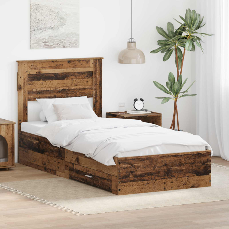 Bed, European Single (90 x 200 cm), Old Wood