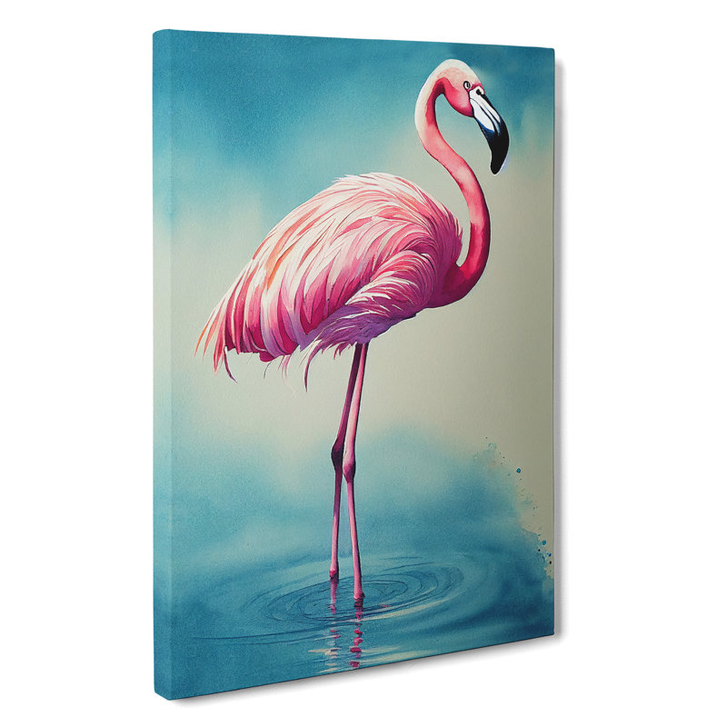 Flamingo In A Pond - Wrapped Canvas, 50cm H x 35cm W x 3cm D