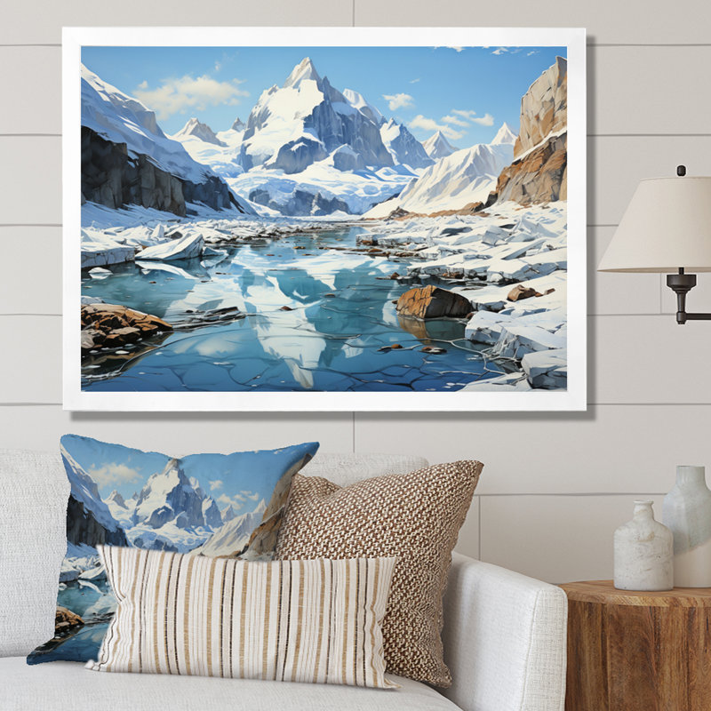 Biagiano Glacier Arctic Reflections - impression, Cadre simple blanc, H 30 po x l 40 po x P 1,5 po