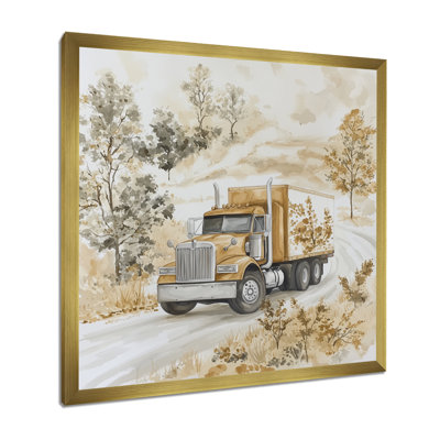 Watercolor Trucks Dreamy Landscape I - Truck Wall Décor