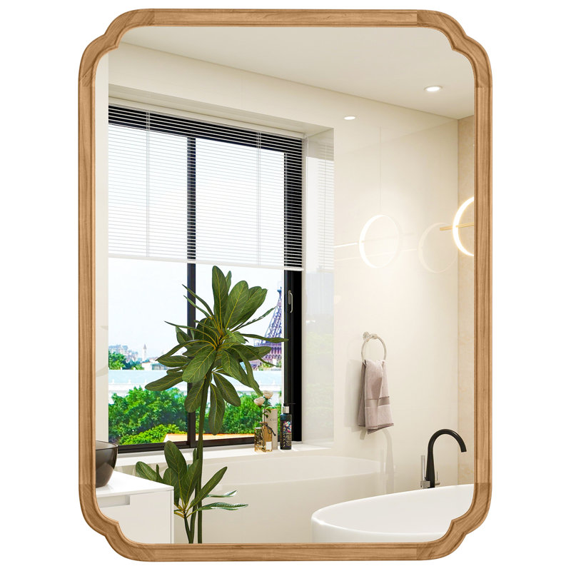 Miroir mural Ali, 30 po x 20 po, Bois naturel, 1