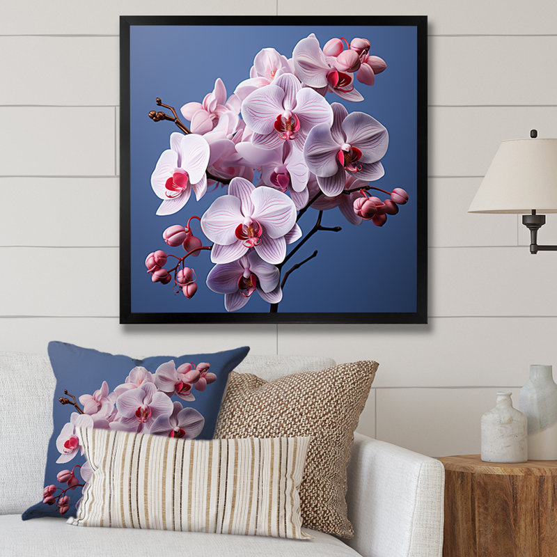 Orchidées mauves I - orchidées murales, H 24 po x l 24 po x P 1 po, Cadre simple noir