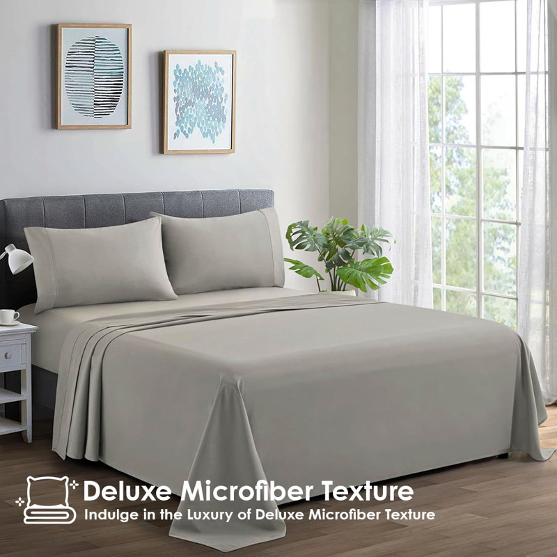 600 Thread Count Ultra Soft Deep Pocket Bed Sheets - 4-Piece Luxury Set, Wrinkle-Free, Fade-Resistant, Durable & Breathable Microfiber Bedding