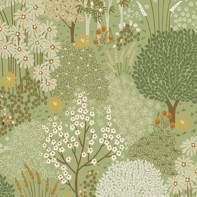 Fable Mustard Wallpaper, Green