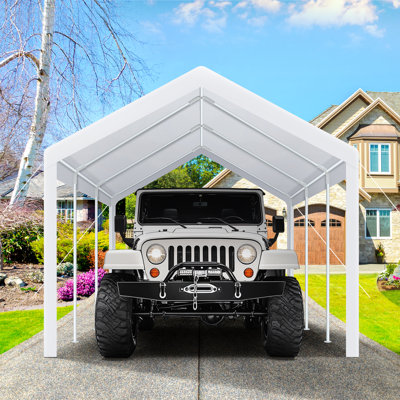 Garage portatif robuste 10 pi x 20 pi, abri d'auto amélioré avec sacs de sable intégrés