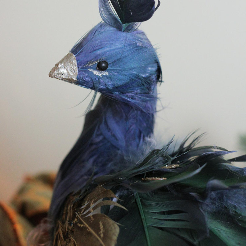 Décoration de Noël 17,5 po avec paon bleu et vert Regal
