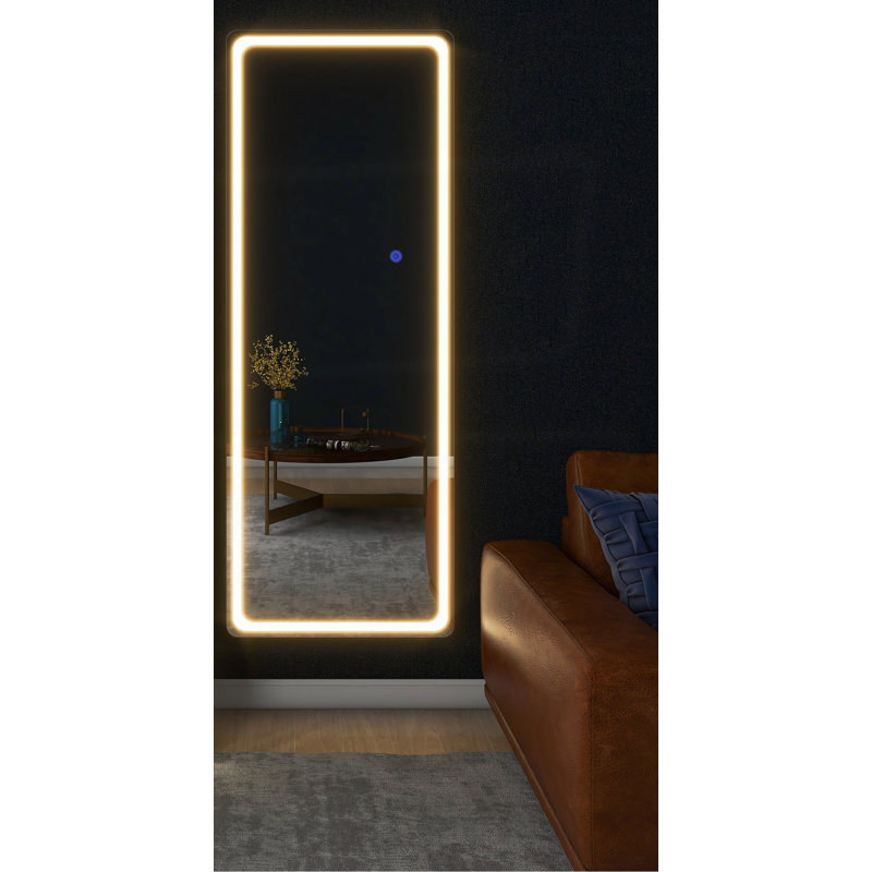 Miroir sur pied élégant avec reflet pleine longueur et design élégant, 63 po x 16 po