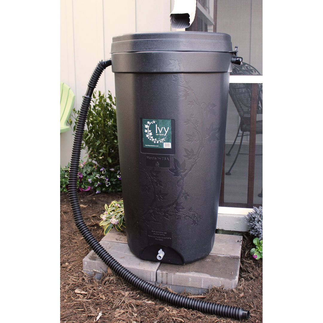 Ivy Rain Barrel - 50 Gallon Rain Water Solutions Color: Black
