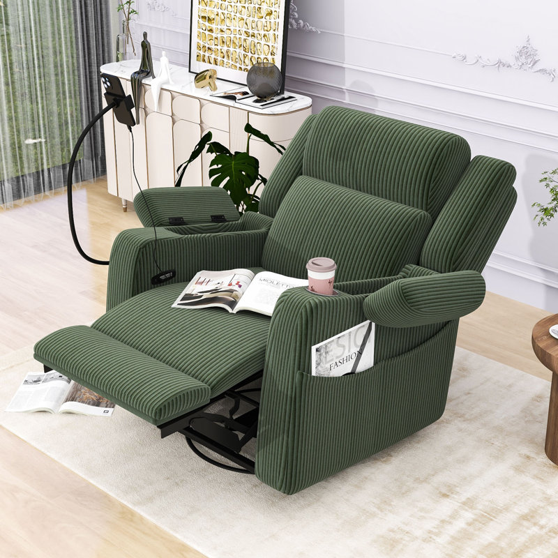 Fauteuil inclinable électrique Corduroy, Vert