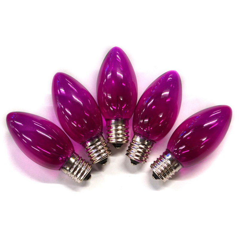 Ampoule de noël c9, Mauve, H 3,45 po x l 6,6 po x P 6,35 po