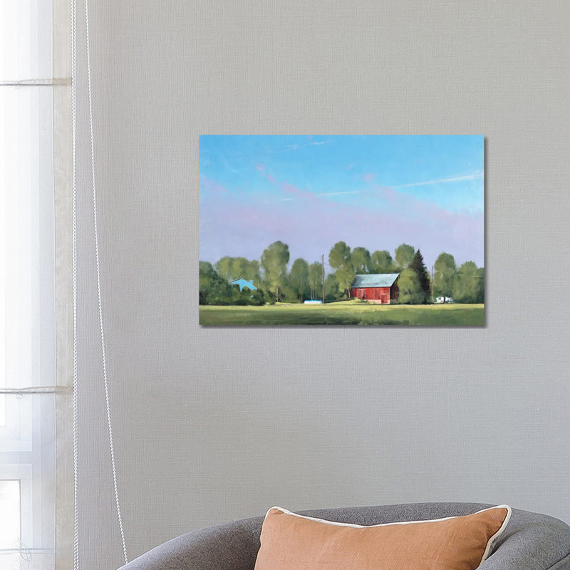 Early Morning Fog Burn Lake Elmo Farm 1 Piece Wrapped Canvas Painting, 66.04 cm H x 45.72 cm W x 3.175 cm D